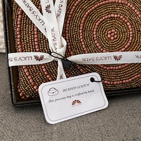 Lucy's Batik Beaded Clutch/Wallet | One of a Kind, Custom | Handmade! | BNWT 🎁 - Picture 2 of 9